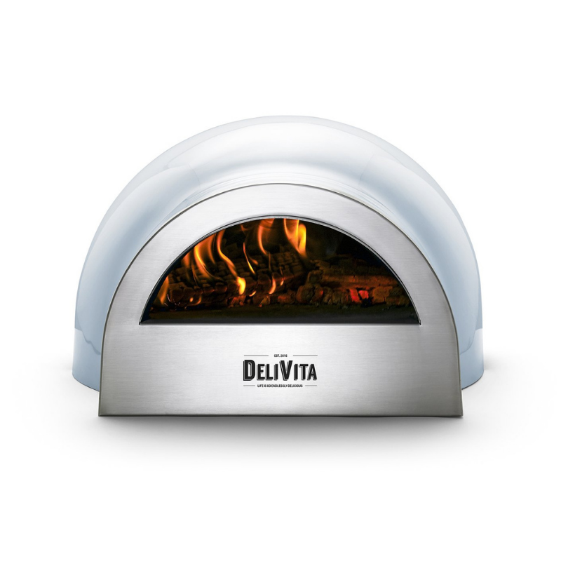 Delivita pizzaoven blauw | Deze pizzaoven is houtgestookt en weegt maar 30kg. De perfecte oven voor buiten in de tuin of binnen in huis.